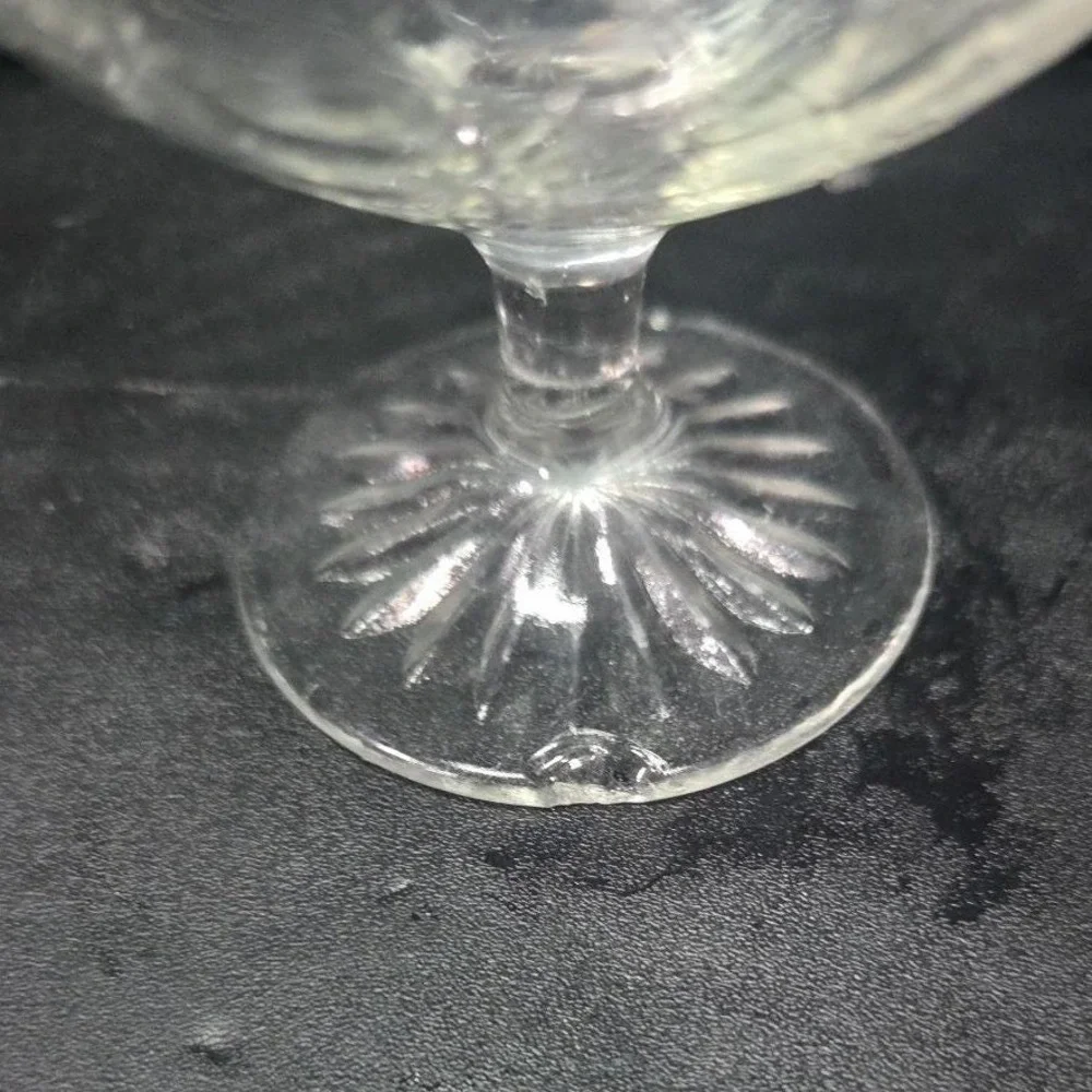 LE Smith Crackle Sherbet Glasses, Set of 2, Vintage Clear Dessert Cups, Stemware